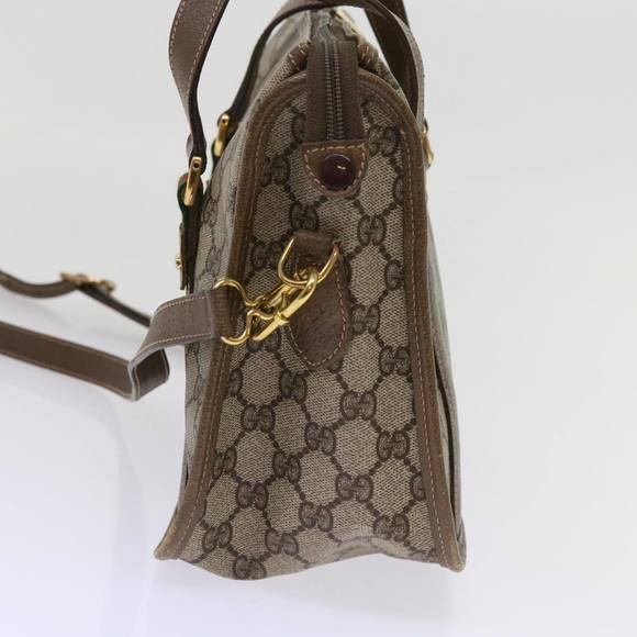 GUCCI GG Supreme Web Sherry Line Hand Bag 2way Beige Red 41 02 039 Auth 64239 - Picture 3 of 16